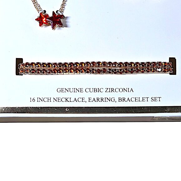 GUESS Red CZ Star Pendant Necklace, Double Stretch Bracelet & Stud Earrings Set - Picture 6 of 8